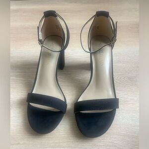 Cute Open Toe Ankle Buckle Vegan Leather and Sude/Velvet 3 inch Heels Size 7